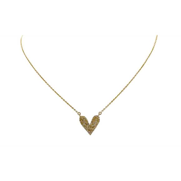NEW MEWAR 14kt gold paved diamond heart necklace in 14kt gold/.26 dia wt - Picture 1 of 1